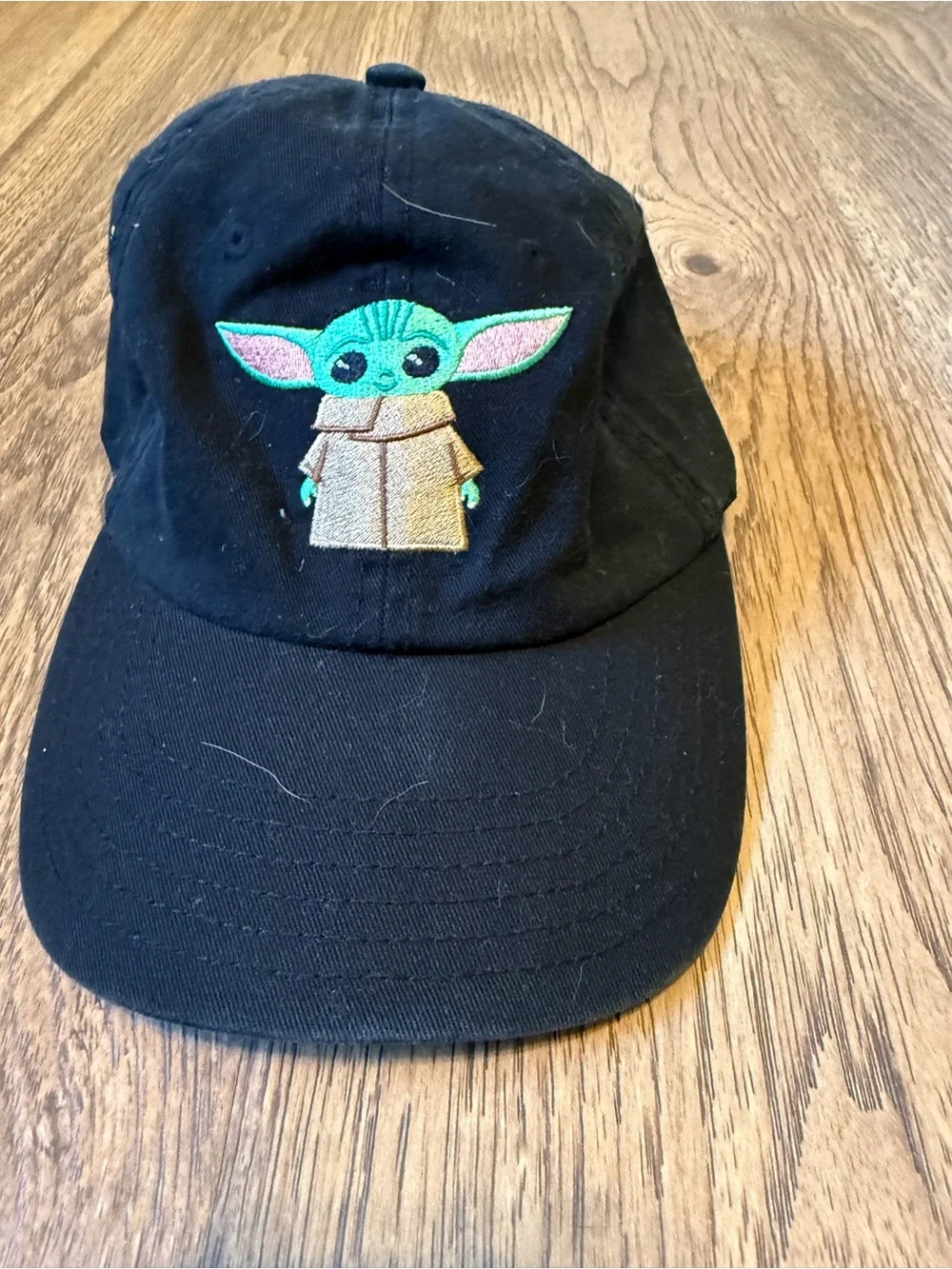 Black Baseball Hat with embroidered Baby Yoda